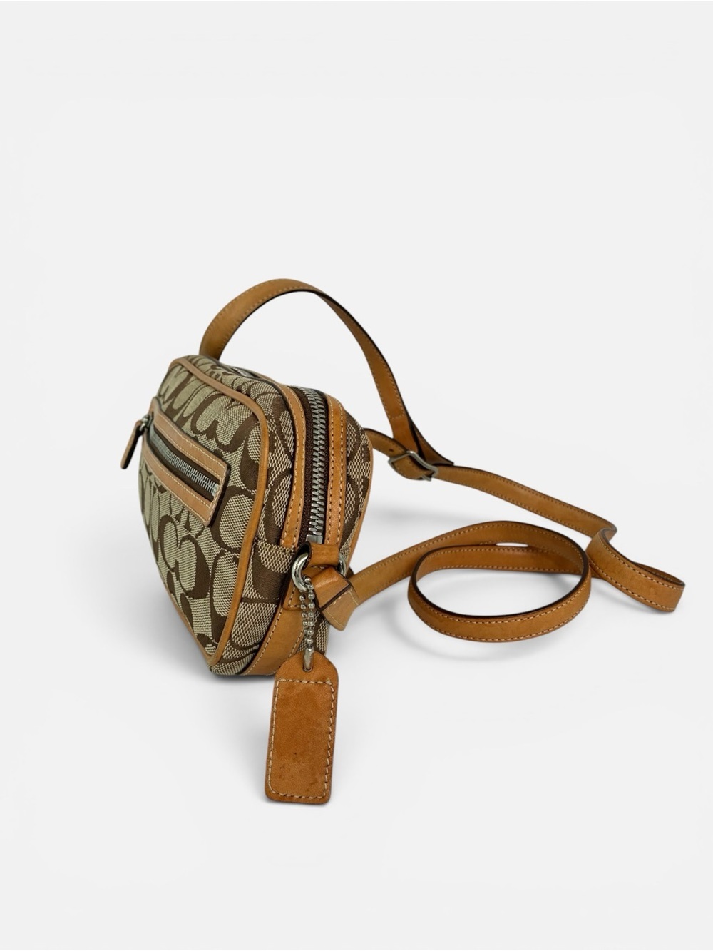 Coach Brown Signature Canvas Crossbody with Tan Leather Trim - Picture 3 of 9